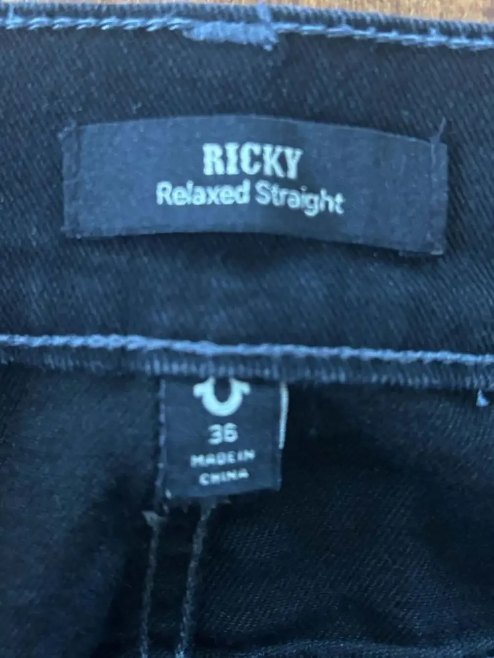 True Religion Ricky Relaxed Straight Men's Black Jeans, Size 36